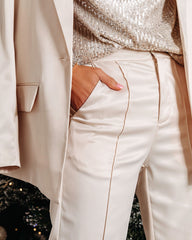 Missing Piece Pocketed Matte Satin Pants - Champagne Oshnow