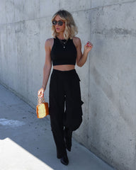 Mission Possible Cargo Wide Leg Pants - Black Oshnow