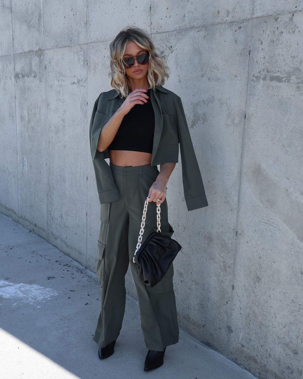 Mission Possible Cargo Wide Leg Pants - Olive Oshnow