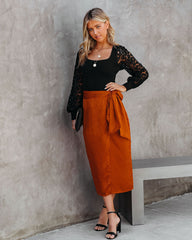 Mollie Satin Wrap Midi Skirt - Ginger Oshnow