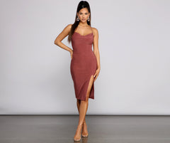 Moment of Glam Cowl Neck Midi Dress Oshnow