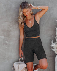 Momentum Ribbed Crop Top - Charcoal