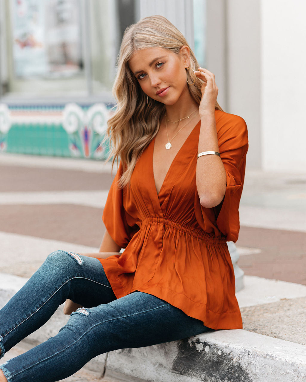 Mon Amour Kimono Top - Rust Oshnow