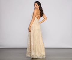 Mona Formal Plunging Glitter Dress Oshnow