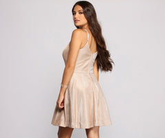 Mona Formal Woven Glitter Party Dress Oshnow