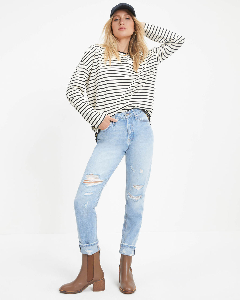 Monroe High Rise Rigid Distressed Straight Jeans