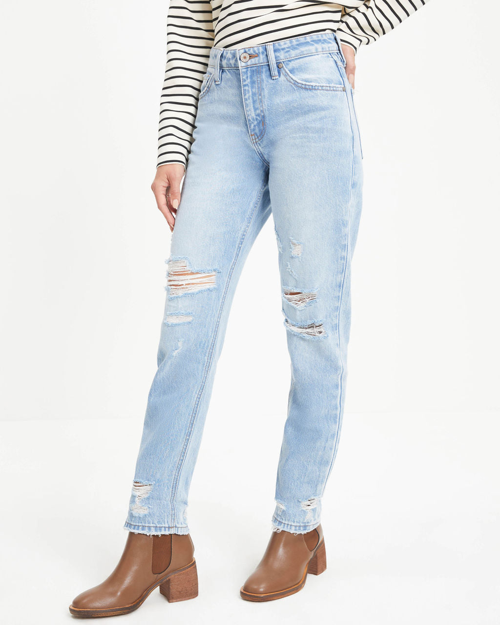 Monroe High Rise Rigid Distressed Straight Jeans