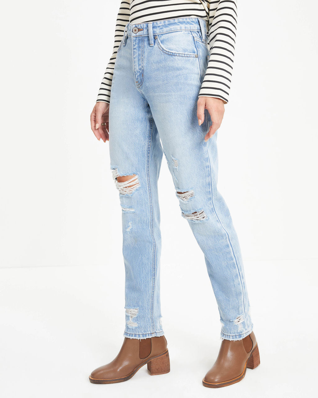 Monroe High Rise Rigid Distressed Straight Jeans