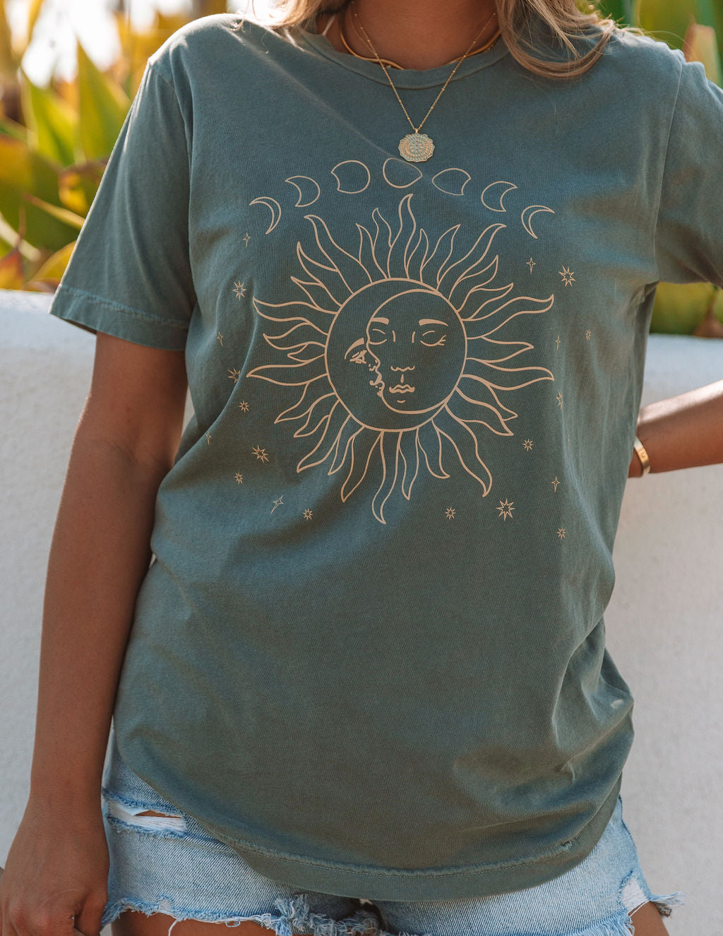 Moon And Sun Phases Cotton Tee Oshnow