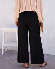 Moonlight Soul Pocketed Wide Leg Pants - Black - SALE Oshnow