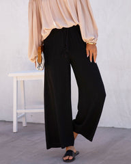 Moonlight Soul Pocketed Wide Leg Pants - Black - SALE Oshnow