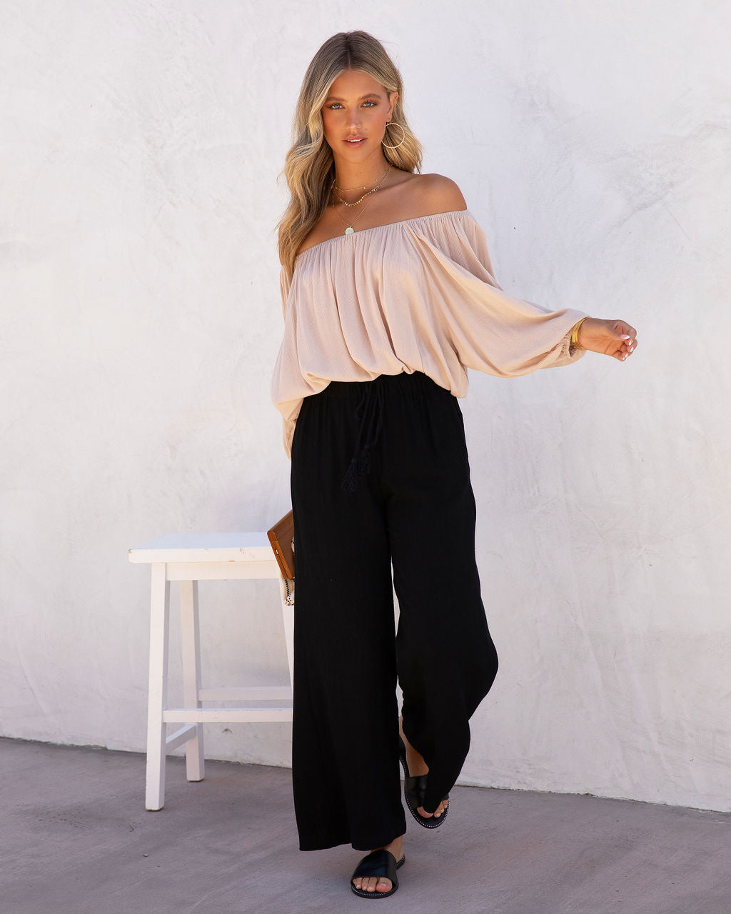 Moonlight Soul Pocketed Wide Leg Pants - Black - SALE Oshnow