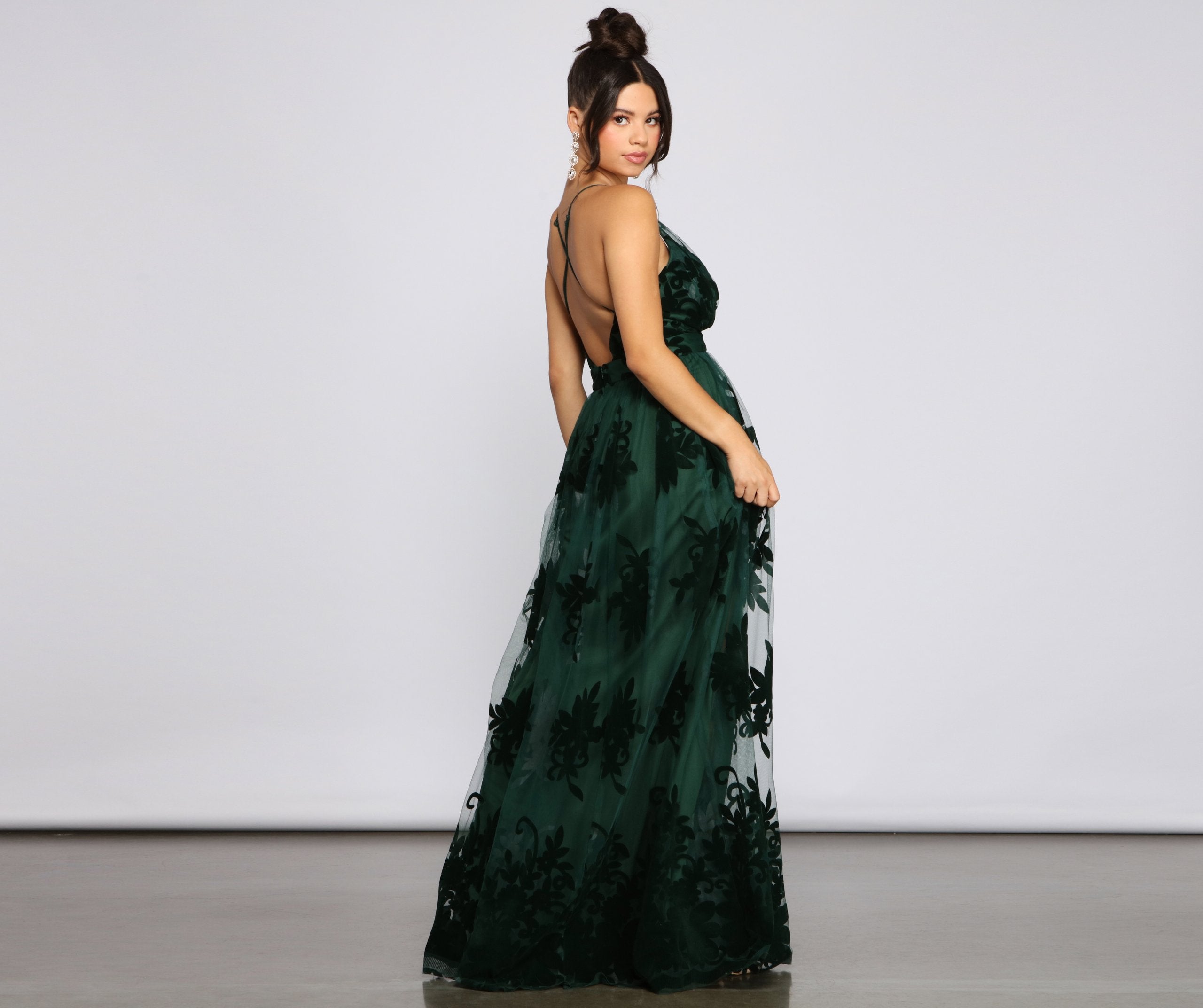 Morgan Formal Flocked Velvet Dress Oshnow