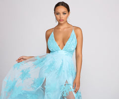 Morgan Formal Flocked Velvet Dress