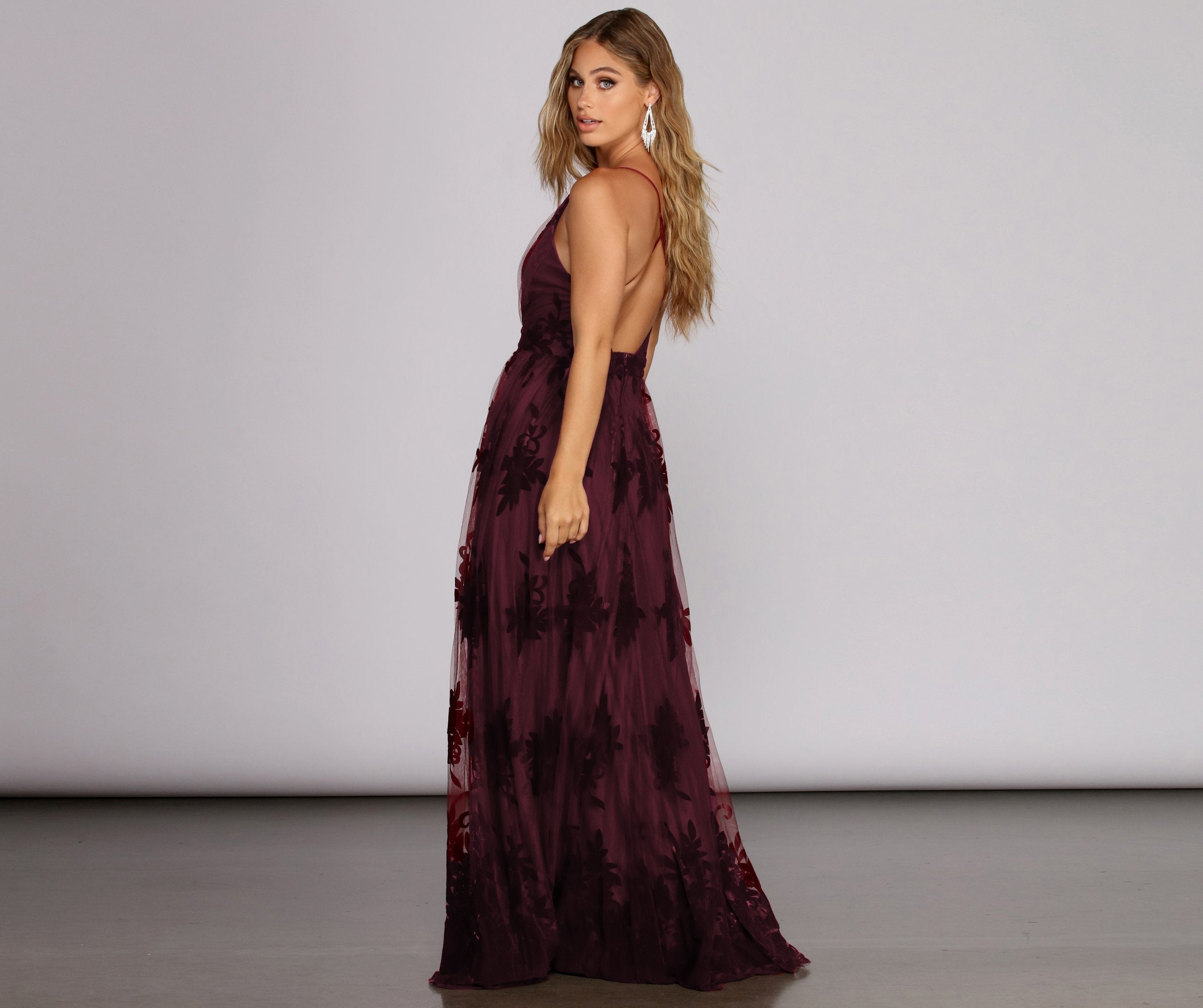 Morgan Formal Flocked Velvet Dress Oshnow