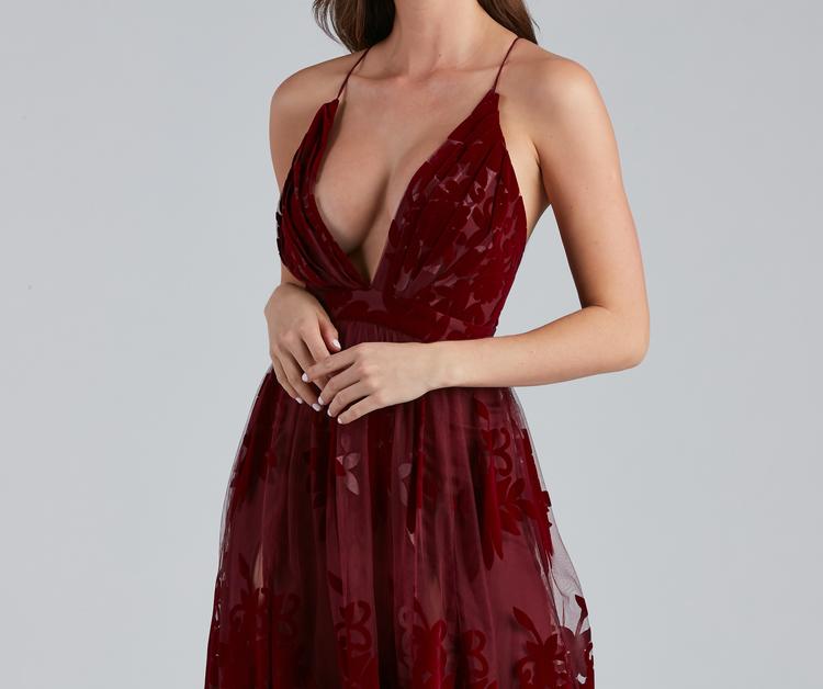 Morgan Formal Flocked Velvet Dress Oshnow