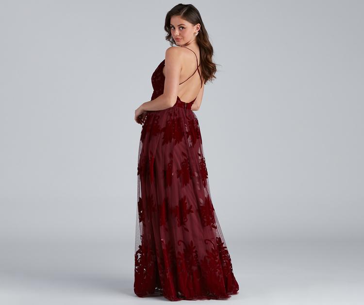 Morgan Formal Flocked Velvet Dress Oshnow