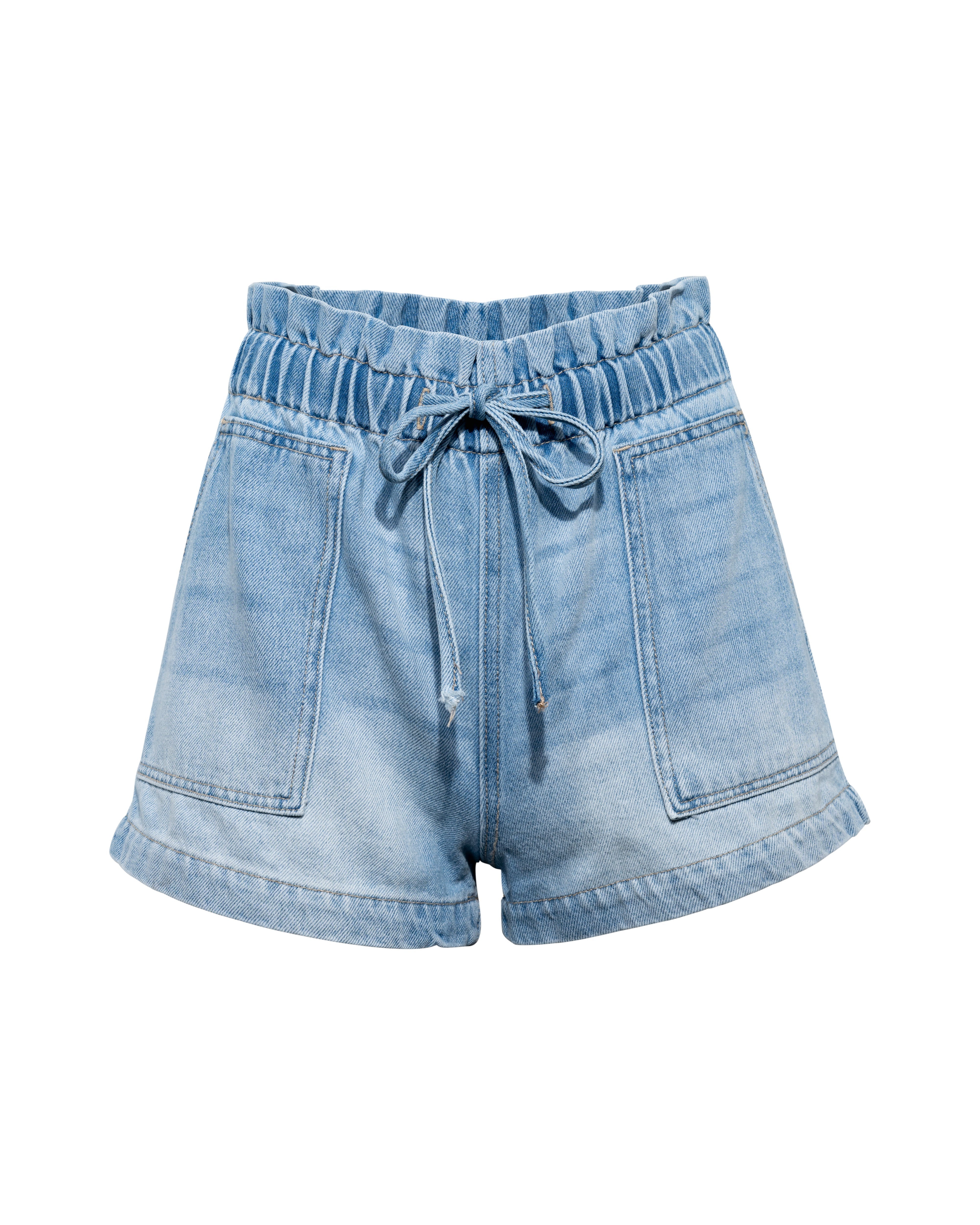 Morrisen Pocketed Chambray High Waisted Shorts Oshnow