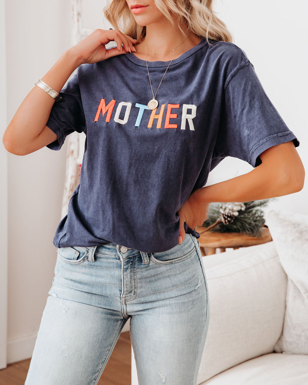 Mother Embroidered Cotton Tee Oshnow