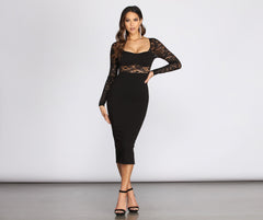 Muriel Illusion Lace Crepe Dress Oshnow