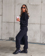 Hudson Brushed Cozy Pocketed Joggers - Black