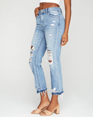 Neilson High Rise Distressed Straight Denim