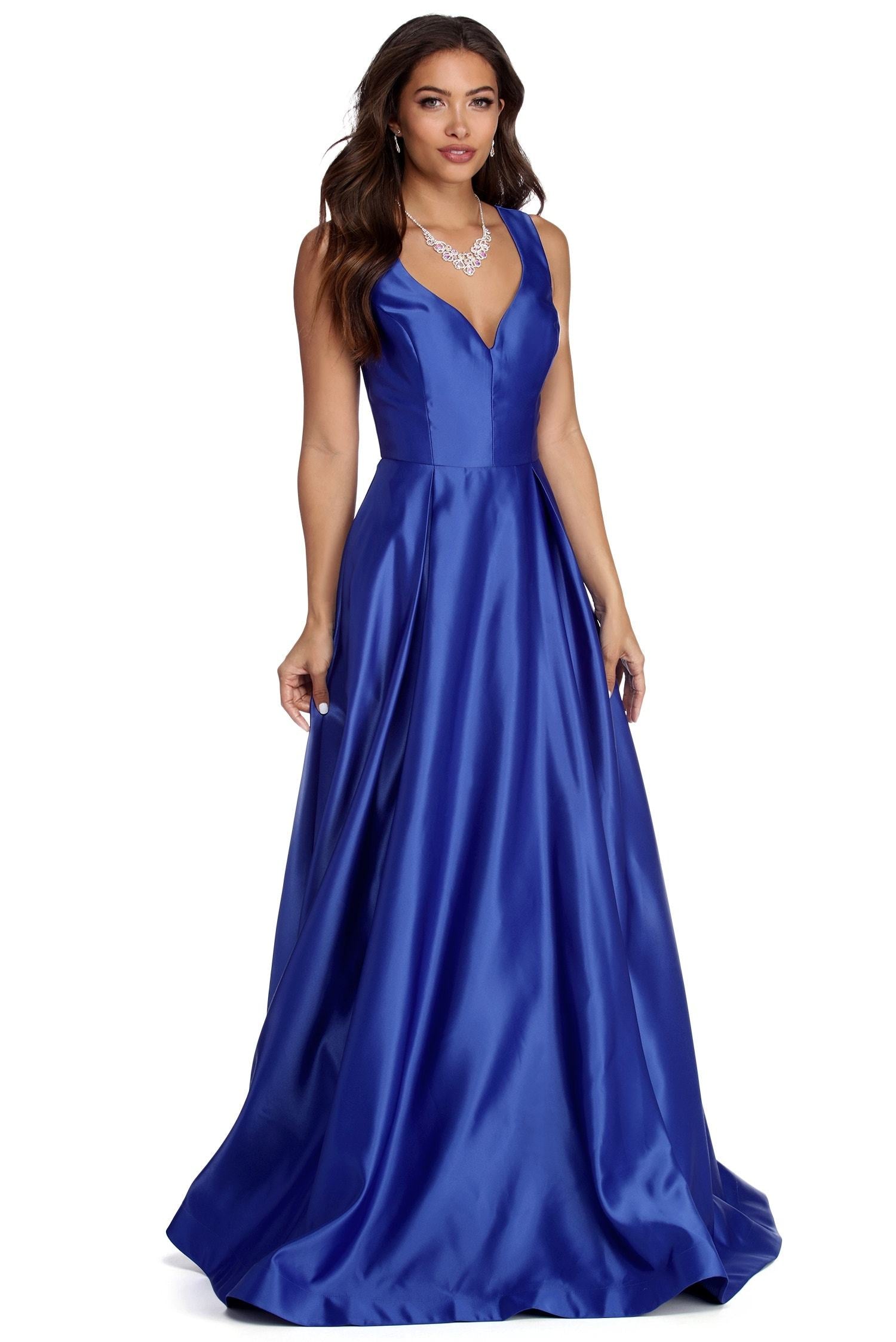 Nadia Satin Ball Gown Dress Oshnow