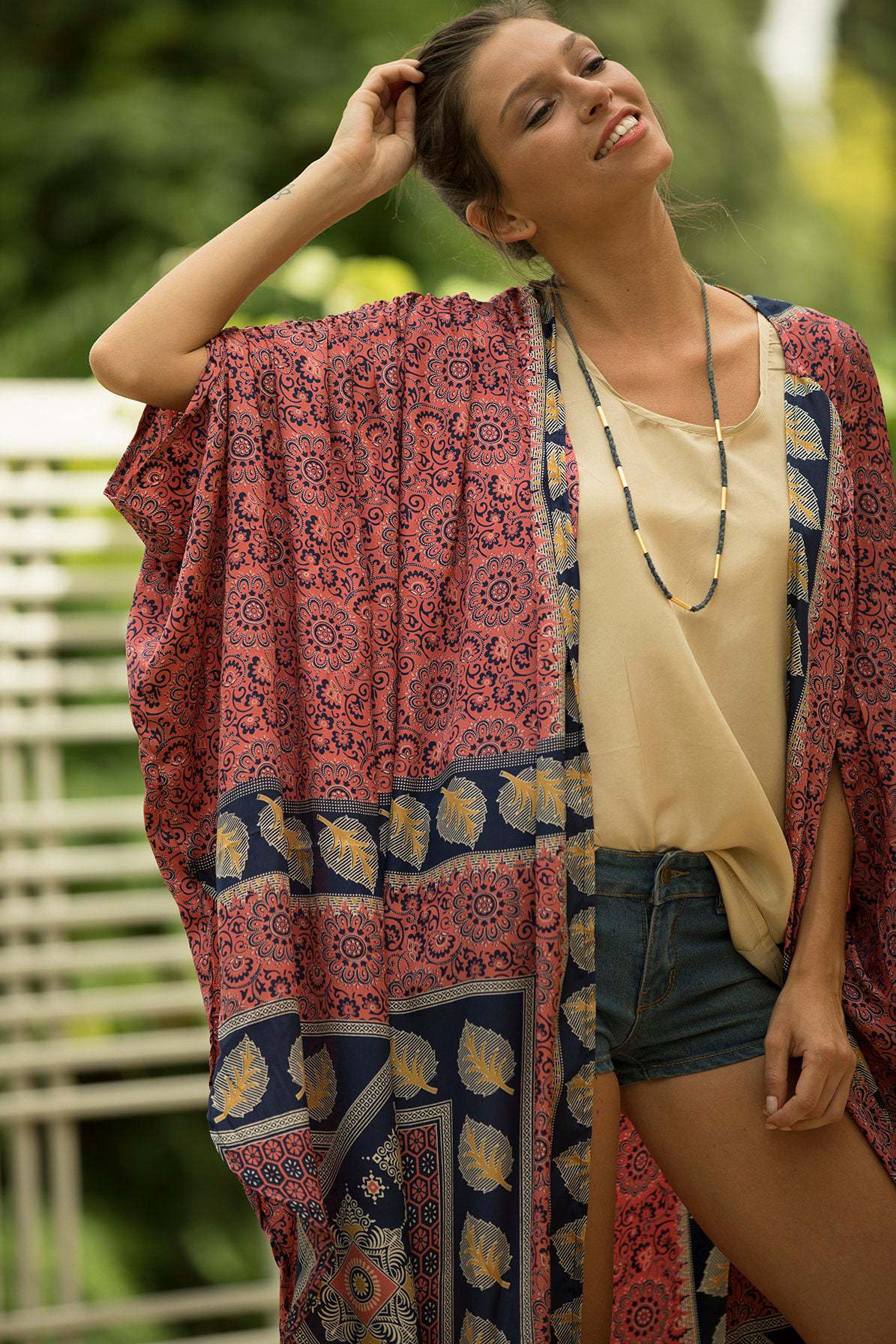 Nadra Printed Duster Kimono - Firenze Oshnow