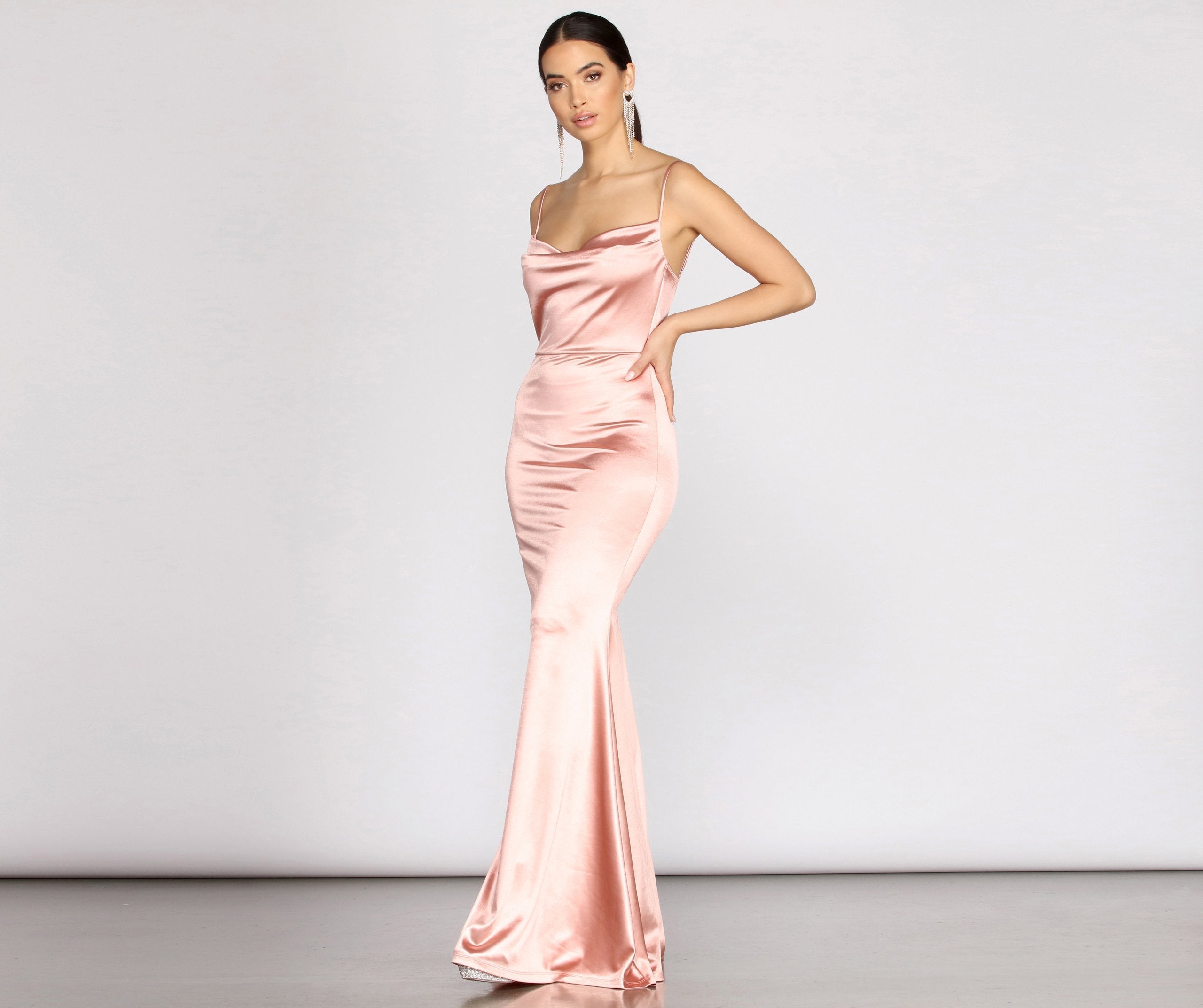 Nahla Formal Satin Mermaid Dress Oshnow