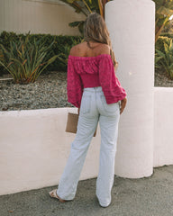 Nanette Textured Off The Shoulder Blouse - Magenta Oshnow