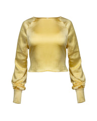 Naya Satin Crop Blouse - Yellow Oshnow