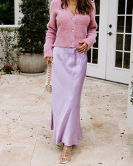 Naya Satin Midi Skirt - Lilac Oshnow