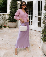 Naya Satin Midi Skirt - Lilac Oshnow