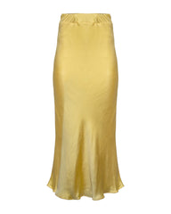 Naya Satin Midi Skirt - Yellow Oshnow