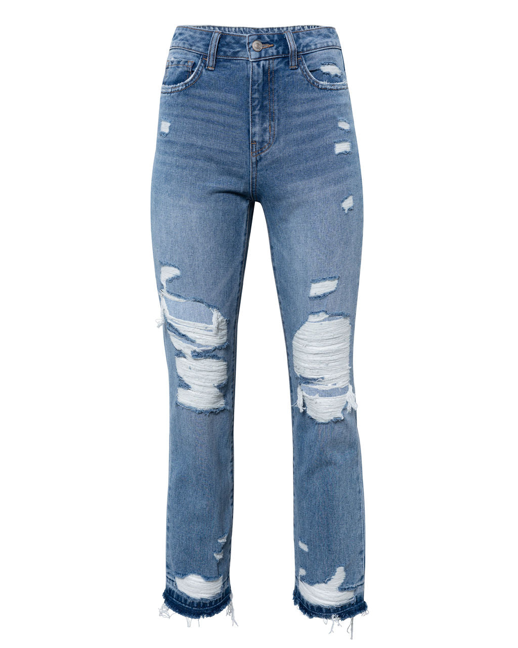 Neilson High Rise Distressed Straight Denim 