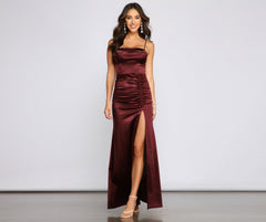 Nemi Formal High Slit Ruched Dress Oshnow