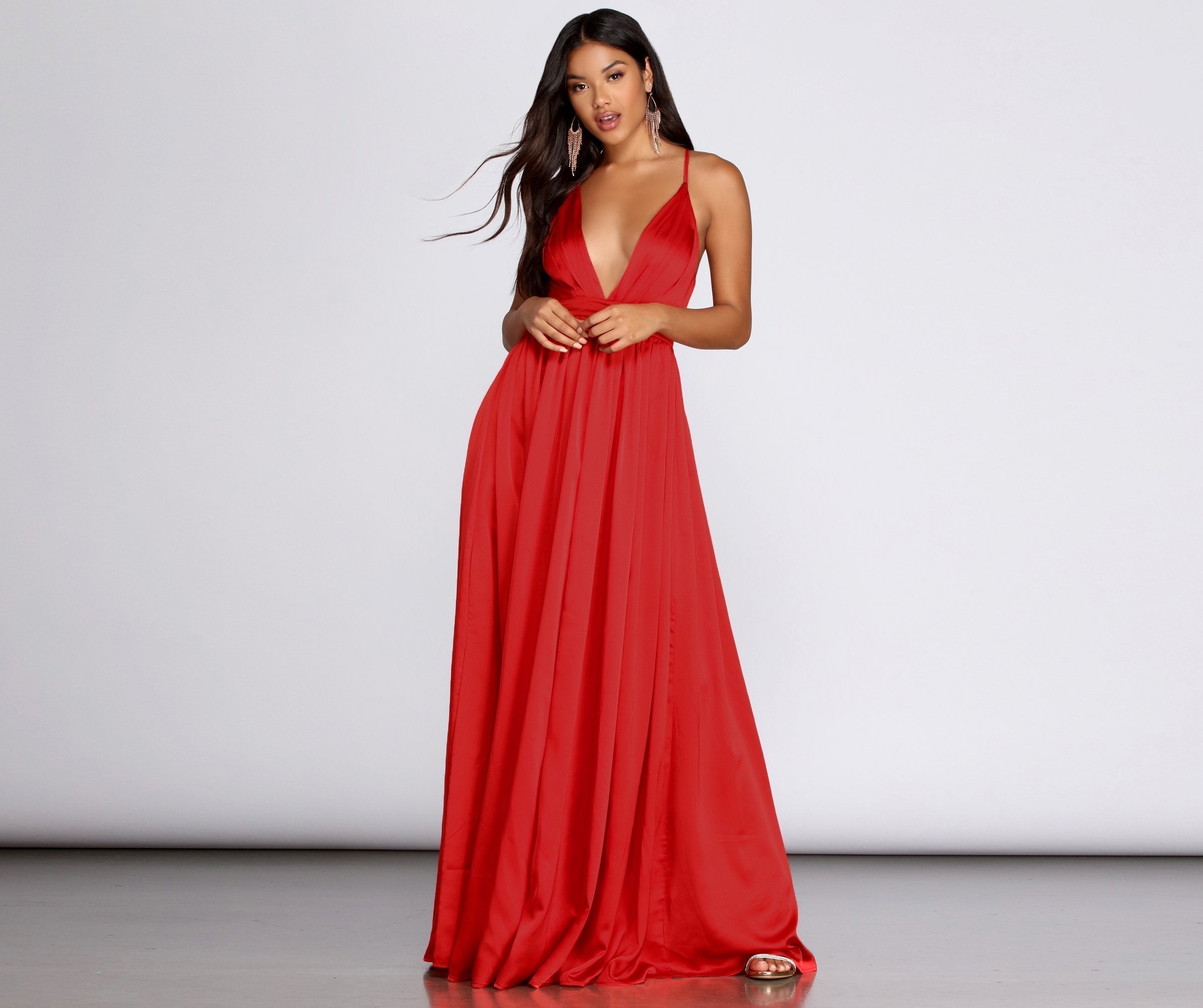 Nerissa Pleated Satin Gown Oshnow