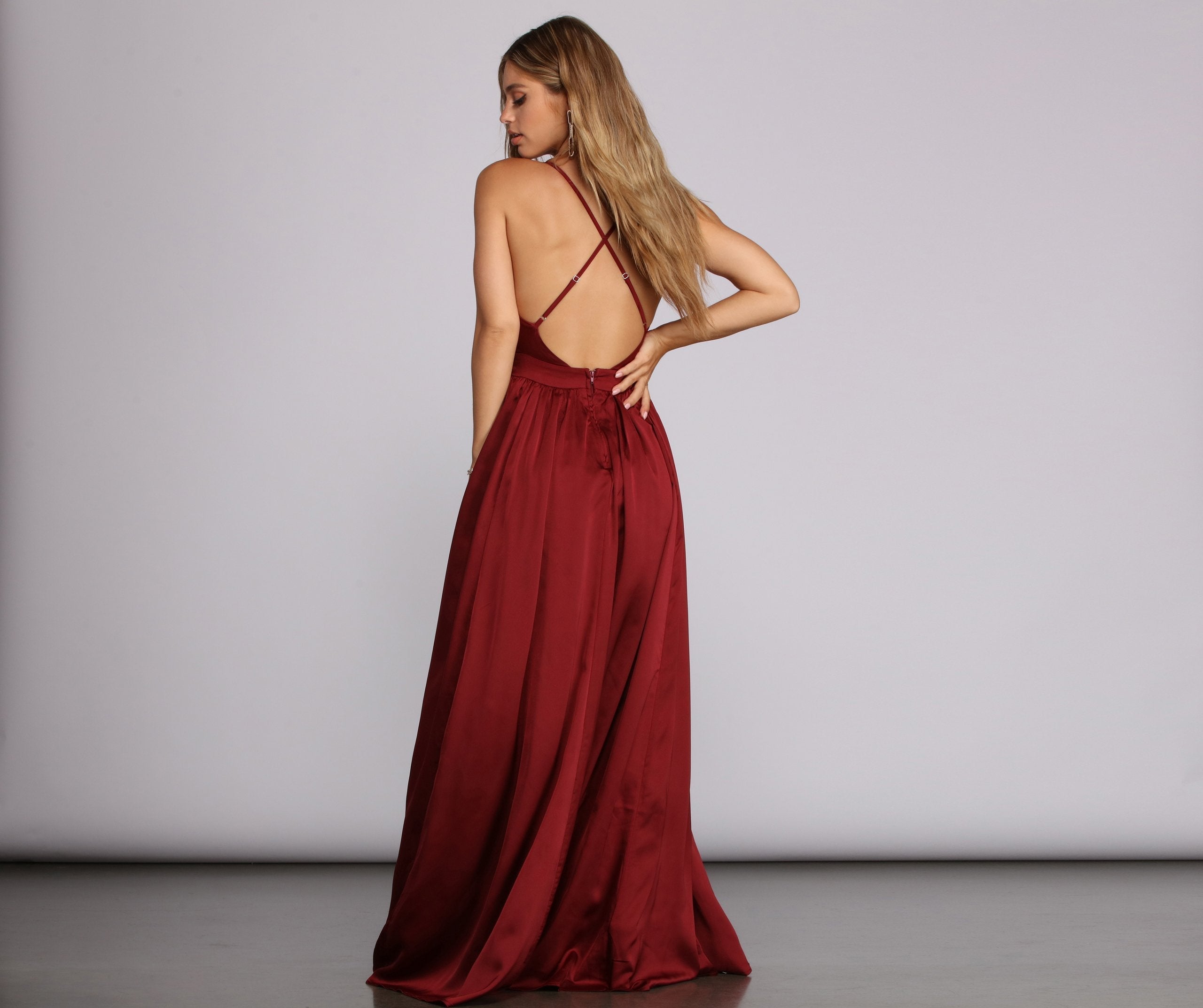 Nerissa Pleated Satin Gown Oshnow