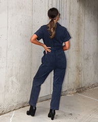 Nevada Cotton Blend Pocketed Jumpsuit - Faded Black Oshnow