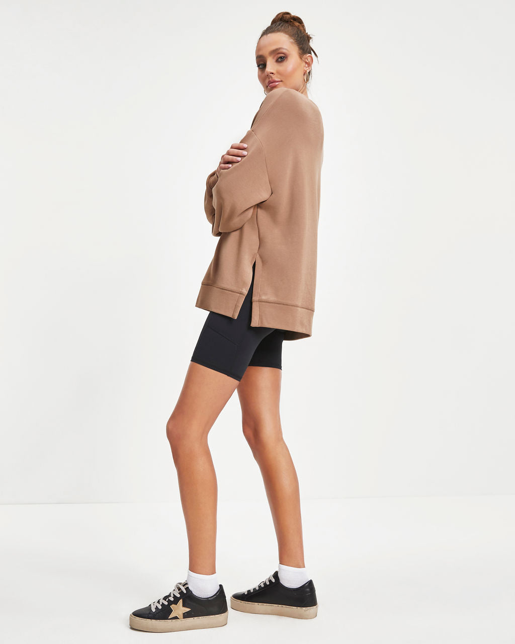 Sudadera con abertura lateral Never Again - Mocha 