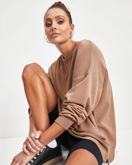 Sudadera con abertura lateral Never Again - Mocha 
