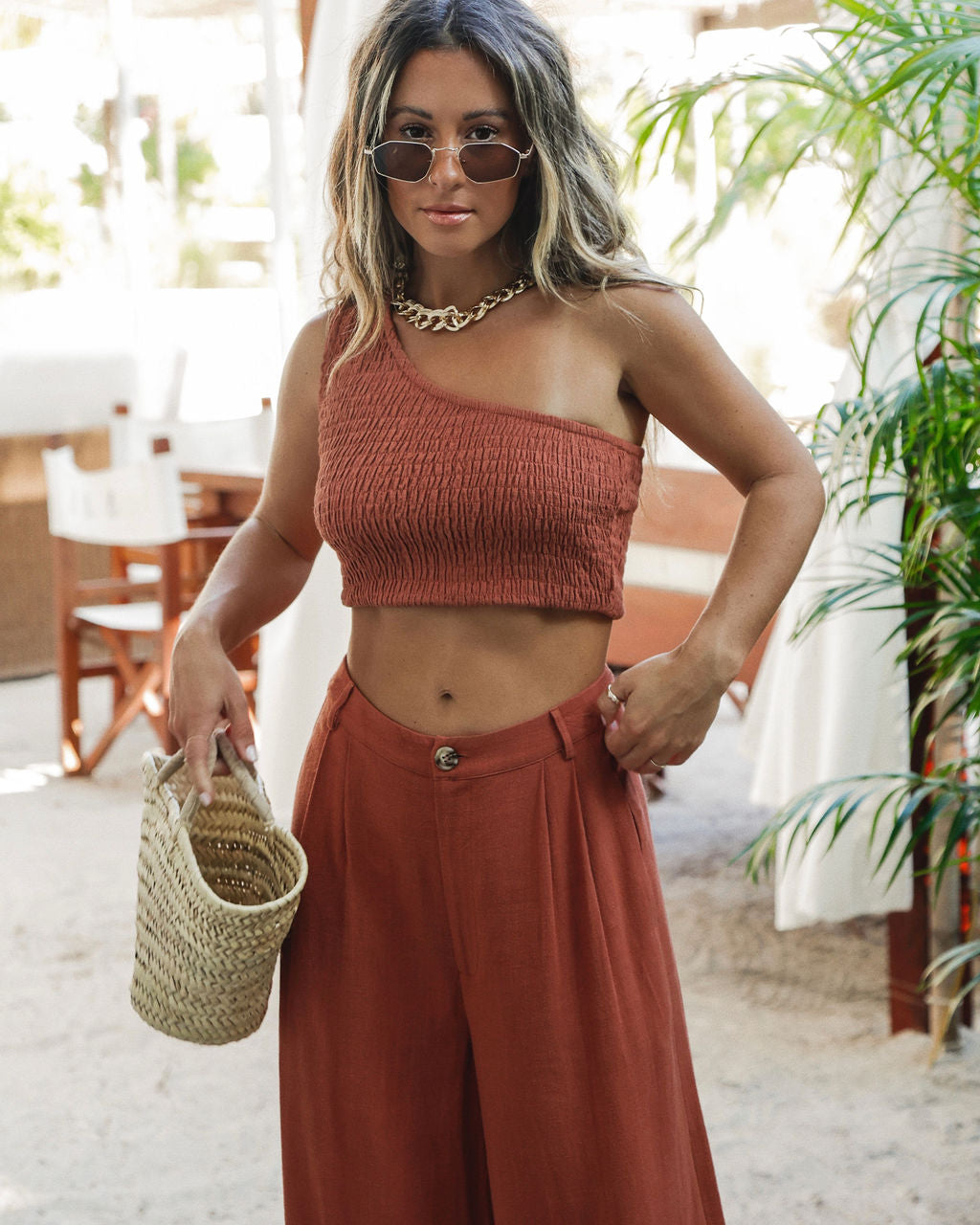 New Horizons Wide Leg Pocketed Pants Oshnow