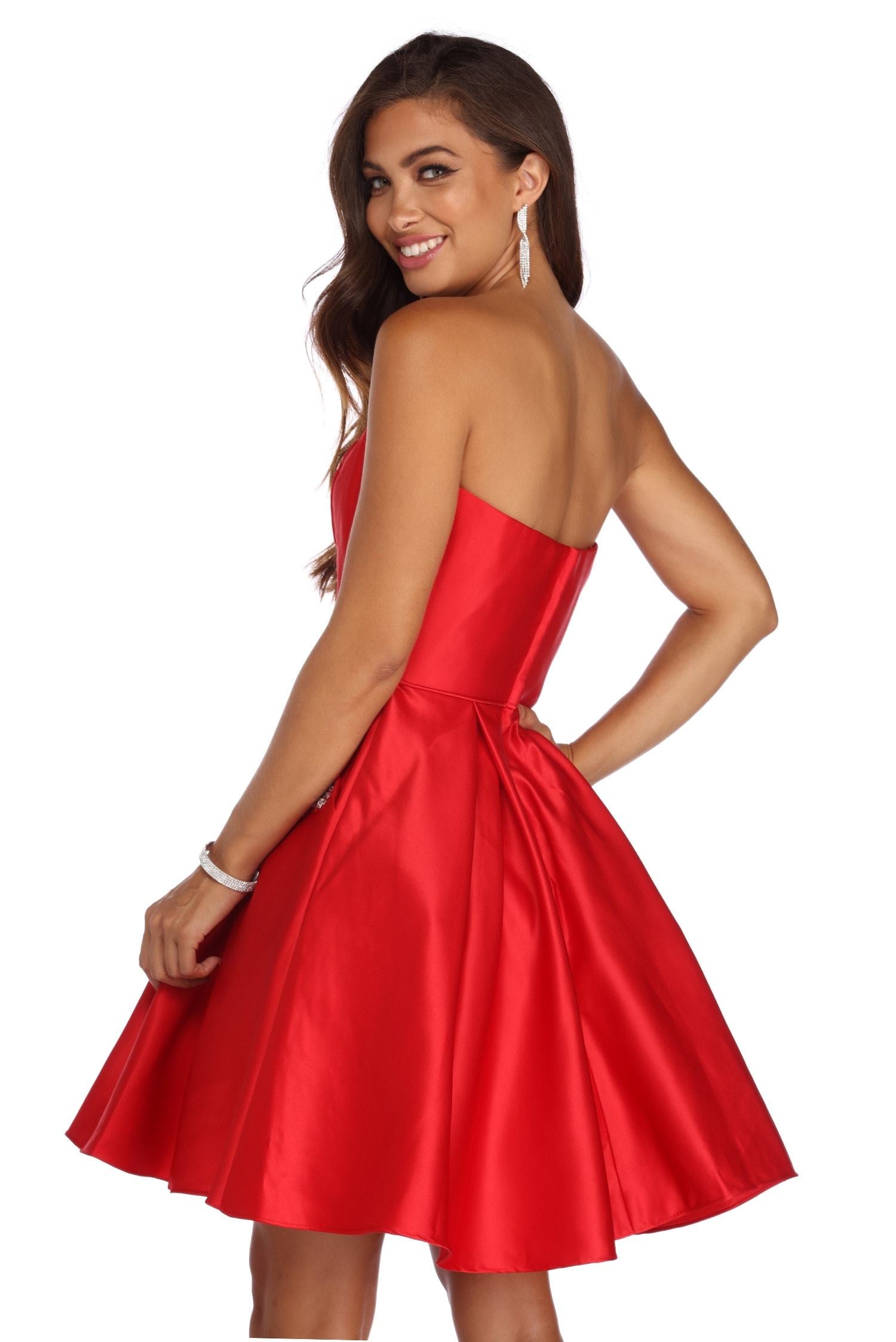 Noelle Formal Satin Party Dress Oshnow