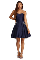 Noelle Formal Satin Party Dress Oshnow