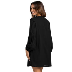 Noland Button Down Cover-Up Dress - Black Oshnow