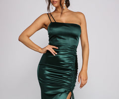 Norah Formal High Slit Satin Dress Oshnow