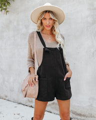 Northwest Cotton Linen Pocketed Romper - Black - SALE Oshnow