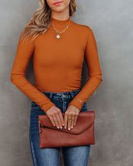 Norton Mock Neck Knit Top - Camel Oshnow