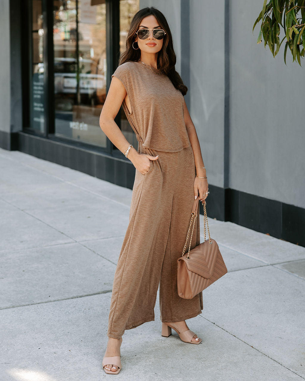 Not What It Seems Pocketed Jumpsuit - Mocha Oshnow