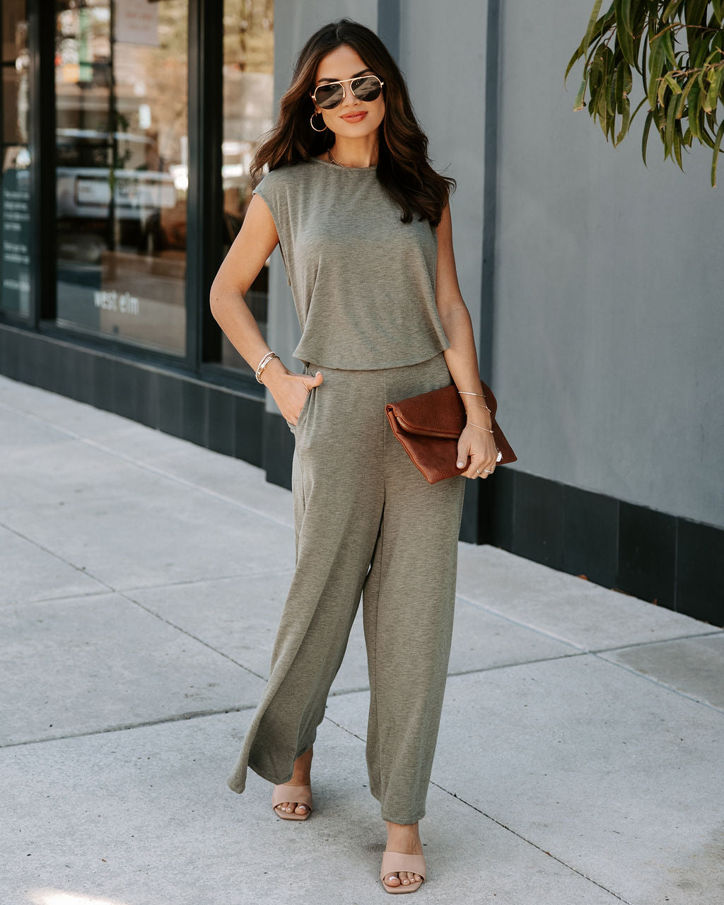 Not What It Seems Pocketed Jumpsuit - Olive Oshnow